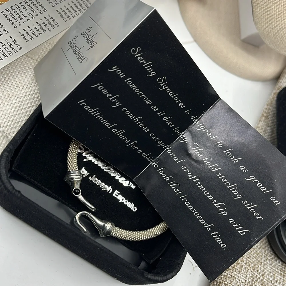 Vintage Joseph Esposito ESPO 925 Sterling Silver Mesh Hook Bracelet 7" - Picture 7 of 14